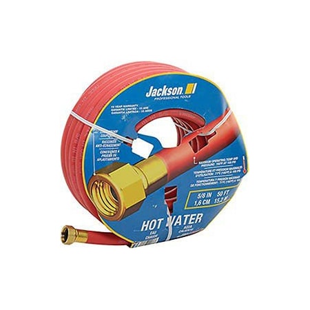 Jackson Professional Tools 5/8 in ID x 50 ft L Garden Hose, Rubber Tube, Heavy-Duty Rubber Fitting 4008600A